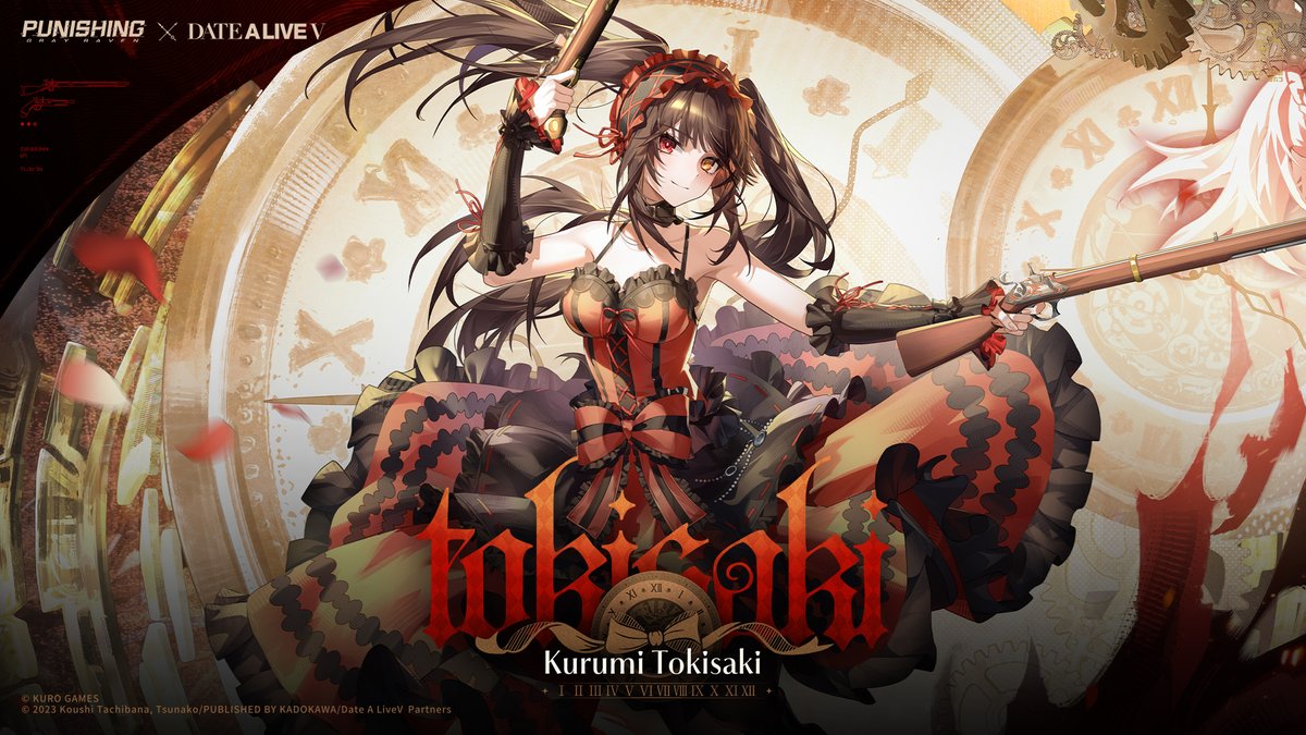 Collab Character [Kurumi Tokisaki] is Coming Soon! "Would you like to have a taste of Zafkiel's power after it's been enhanced? Something like... this—bang!" *For more details, please refer to in-game content. Note: [Kurumi Tokisaki] is Date A Live collab limited character, and can only be obtained through [Collab Character R&D Event]. You can claim an additional copy of Kurumi Tokisaki the first two times you obtain her from the research interface. For more details, please stay tuned for future announcements. ———————————— Punishing: Gray Raven new version [Anchored in Faith] lives on SEPT 24, Punishing: Gray Raven × Date A Live V collaboration officially lives on SEPT 29! New S-Rank Omniframe [Adelyde: Anabasis] and S-Rank Collab Character [Kurumi Tokisaki] are coming soon!