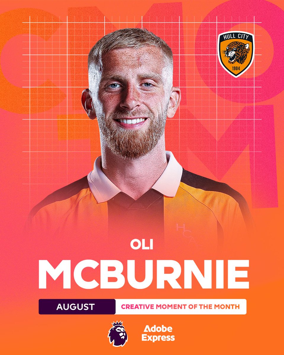 Magic feet from Oli McBurnie 🪄 The Hull City forward wins August's Adobe Express Creative Moment of the Month 🐯