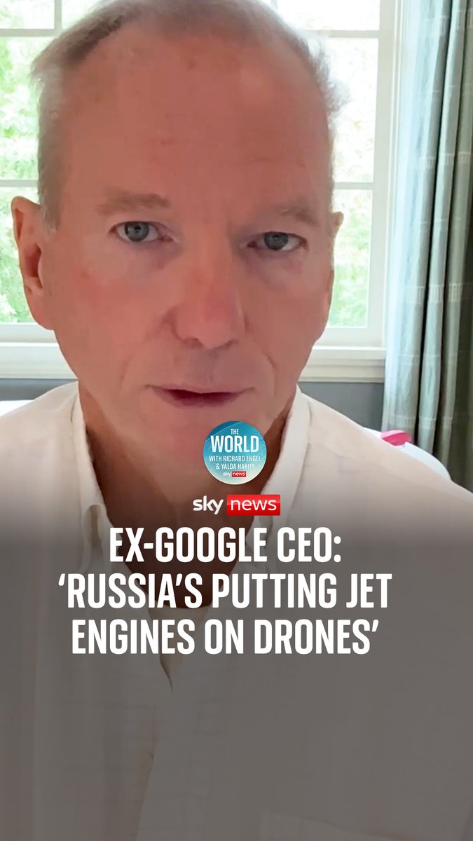 Russia is attaching jet engines to drones, allowing them to travel faster than Ukraine's interceptors. Eric Schmidt, ex-Google CEO, warns there is currently 'no good defence'. Hear his full chat with Richard Engel here 👉