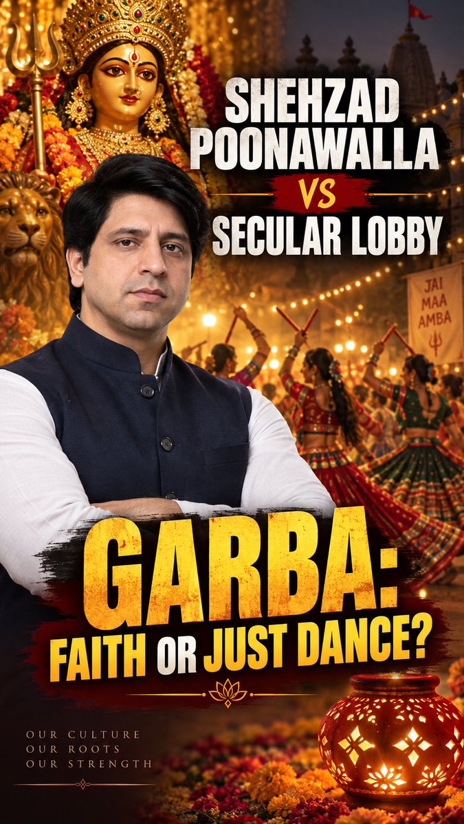 Should Muslims be allowed in Garba? Garba during Navratri has a sacred religious centre: Maa Amba, her worship and her traditions. Calling it merely a dance party overlooks what devotees are celebrating. If you do not believe in idol worship can you take part in this worship? My question is simple: if we recognise the religious character of Islamic worship like Hajj or Umrah, why should Hindu worship have to lose its religious character to be called inclusive? Why are all Hindu festivals forced to become secular? Diwali , Holi and now this? Why edit the religious character ? And why assume false identities for entry into Garba? #shehzadpoonawalla #garbalovers❤️ Insta: