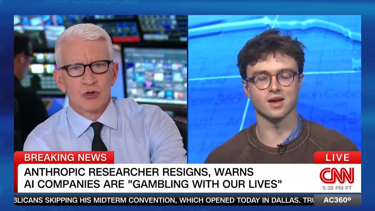 👀 Ex-Anthropic researcher Jacob Coxon explains why he exposed A.I. fears. Credit: CNN