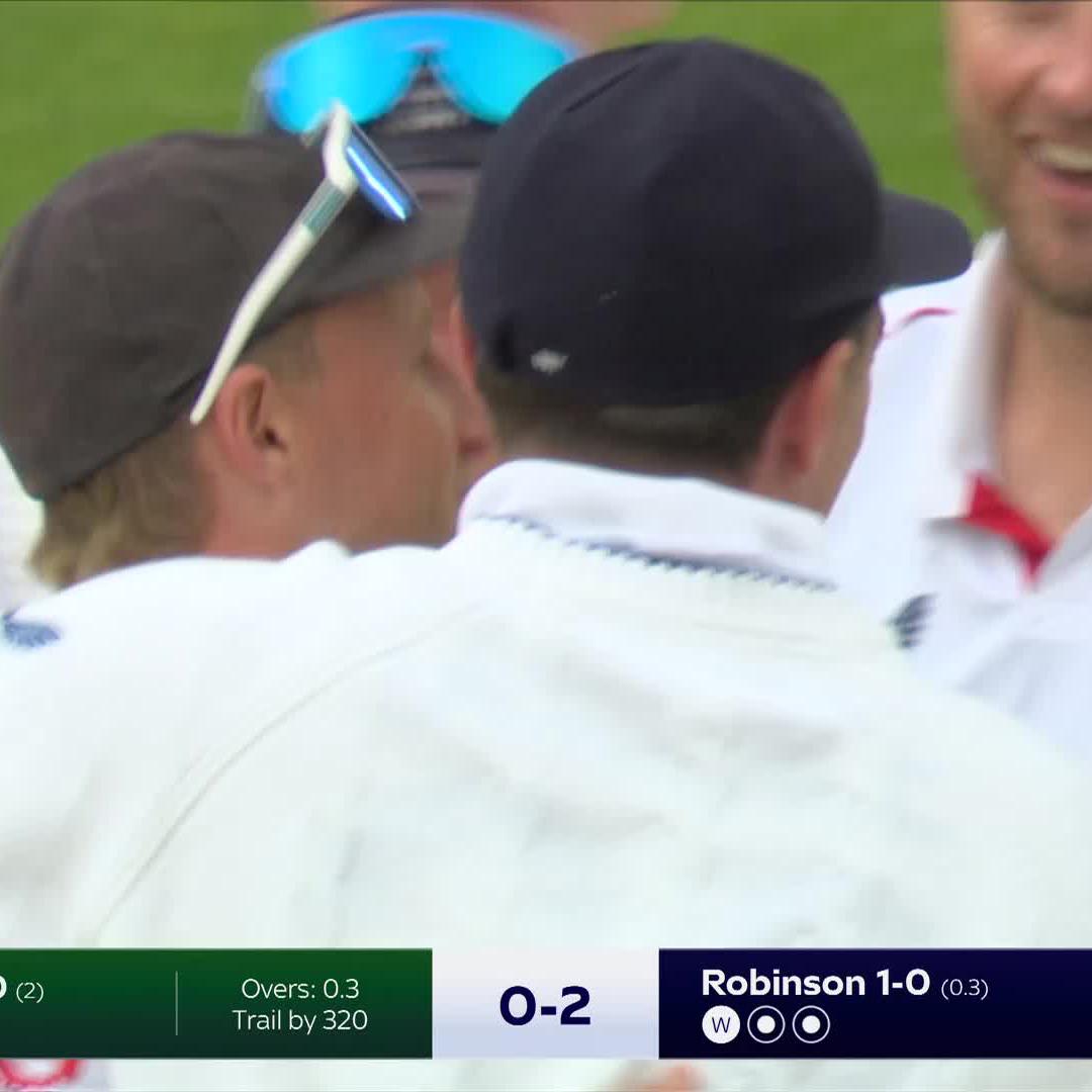 Ollie Robinson gets two wickets in the first over.