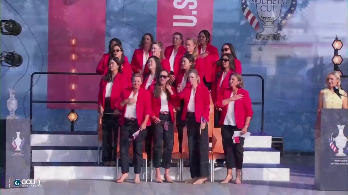 Representing the United States of America 🇺🇸 The Star-Spangled Banner rings at the Solheim Cup opening ceremony in the Netherlands 🎵