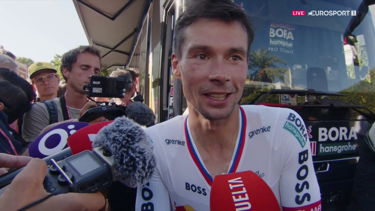 "Enric ha hecho una crono increíble, quiero felicitarle por ello" 🤝 La enhorabuena de Roglic a Mas en Eurosport.es. #LaVuelta26