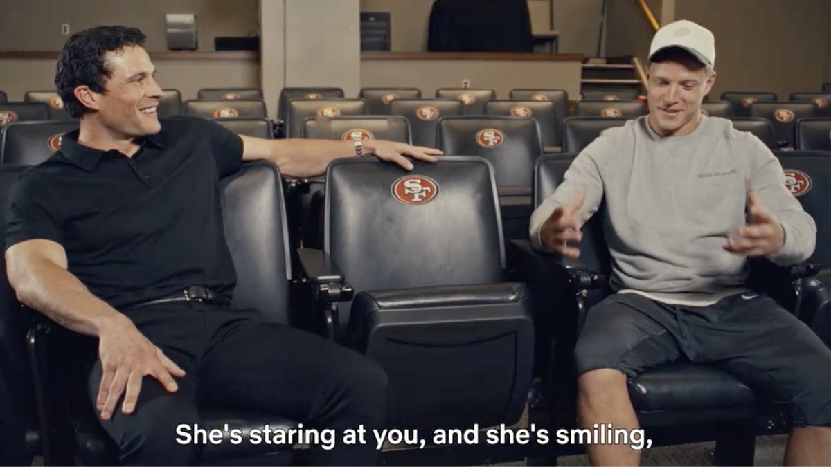 Christian McCaffrey talking about his daughter, Colette, is everything 🥺 “I just look at her mechanics, and my wife’s like, ‘Shut up.’” 😂 CMC sat down with Luke Kuechly ahead of San Francisco 49ers vs. Los Angeles Rams — LIVE on Netflix tonight. Coverage starts at 6:30 PM ET. NFL