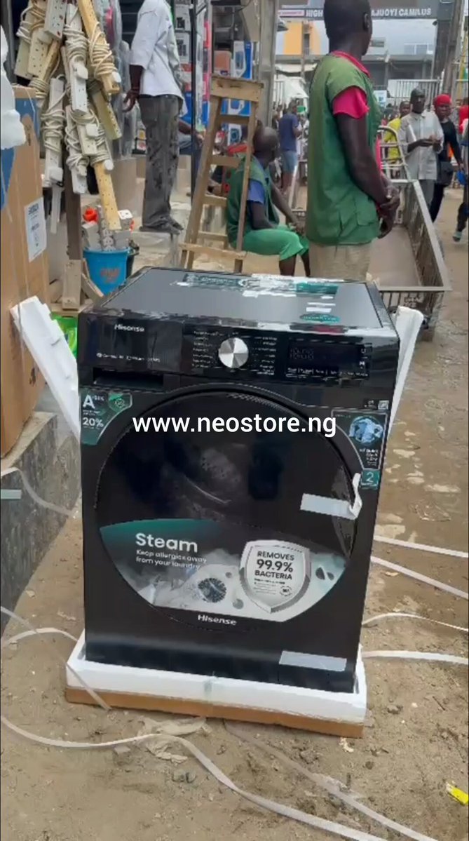 Now I know why we have been getting orders for this washing machine since yesterday. We have sold 4 pieces since yesterday and this one was delivered to Yaba, Lagos State. Its the Hisense 10.5kg washer 6kg Dryer Automatic inverter Washing machine. Use this link to place an order: We also have it available in bigger sizes and other brands. Kindly visit for all your electronics, gadgets, Solar and Gym needs. We deliver to every corner of Nigeria and to other neighboring African countries. Delivery is 100% FREE.