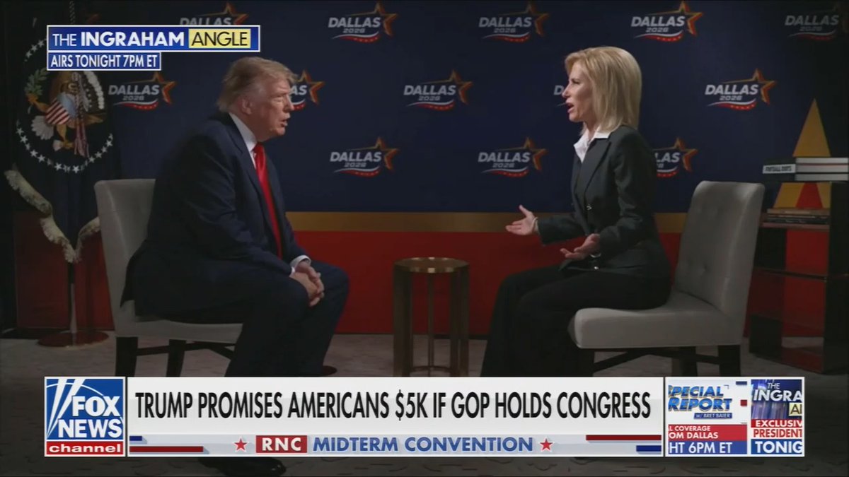 Fox: If you have the money to give people $5,000, why not just do it now? Trump: Because the Democrats can't do it