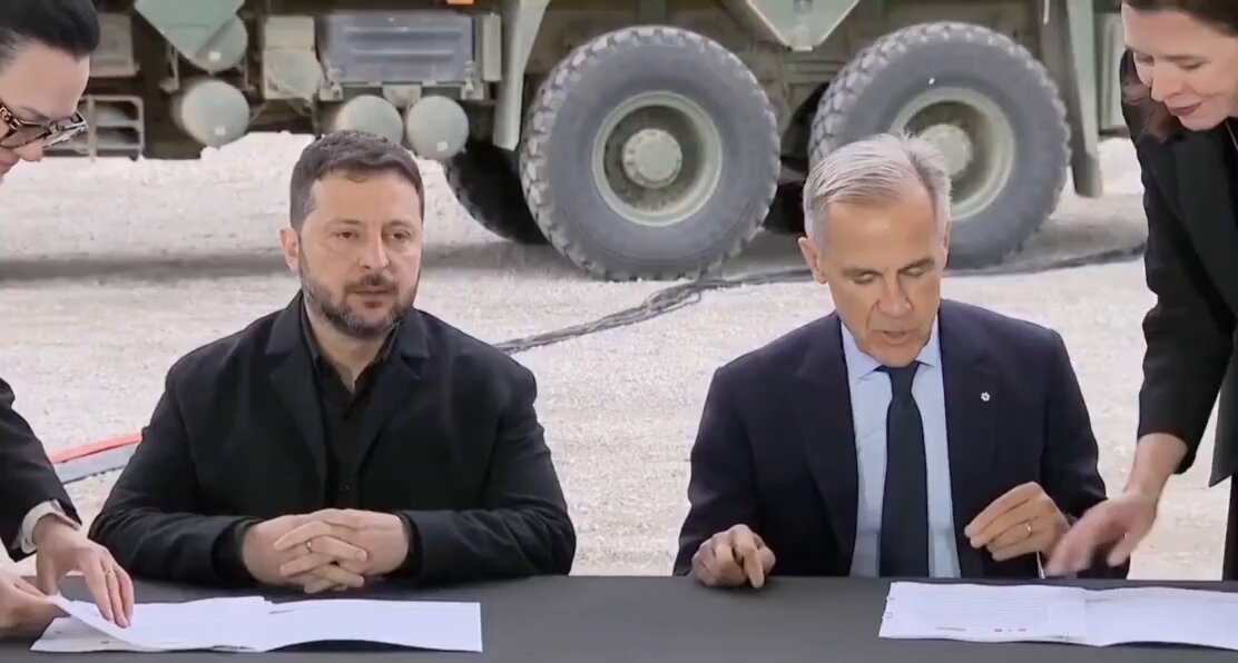 Holy shit‼️ Mark Carney and Volodymyr Zelenskyy sign a Canada - Ukraine declaration for 100 year partnerships to deepen the economic, security, and political relationship. They also signed a defense/military agreement.