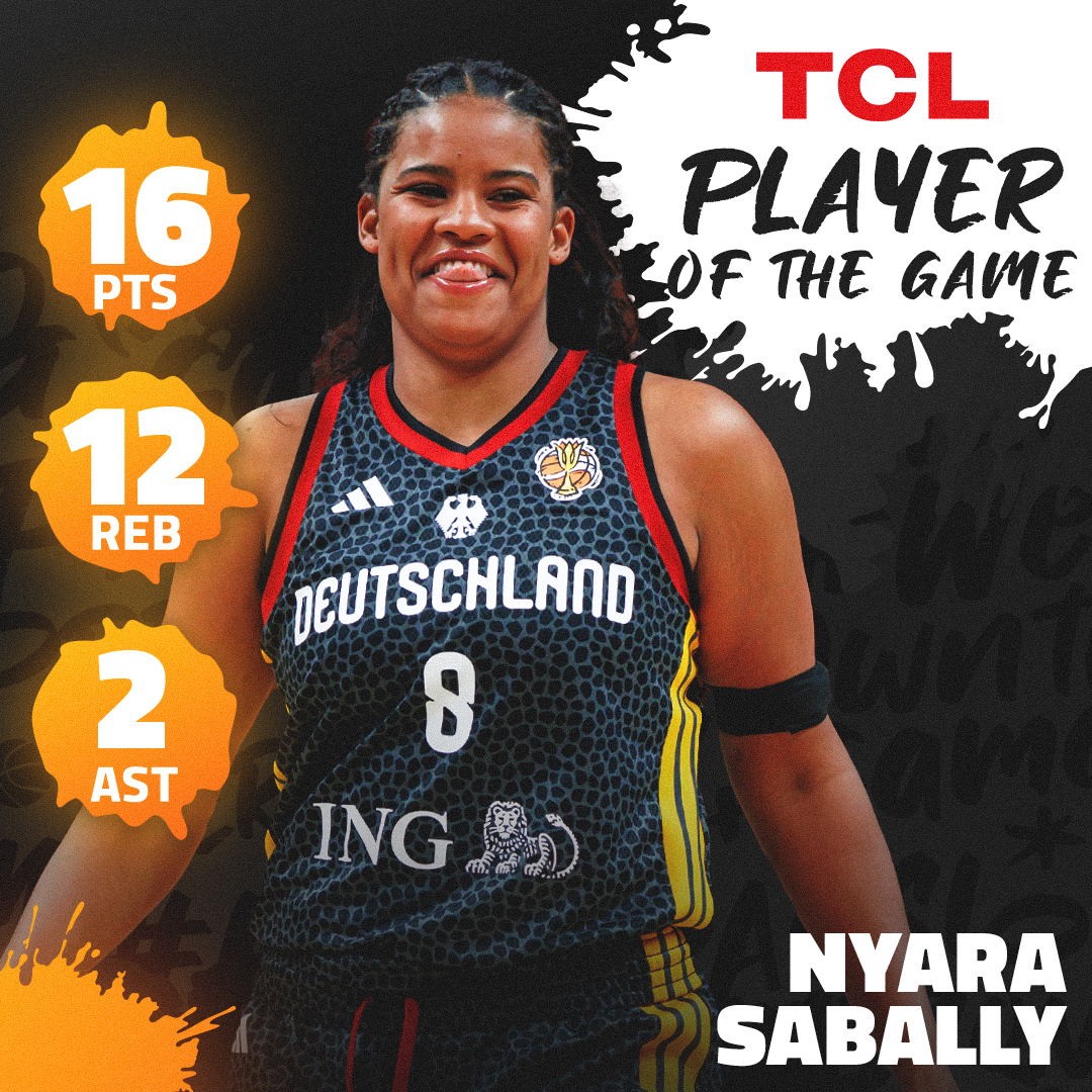 Nyara Sabally delivers once again for Germany to lead her country to the #FIBAWWC Semi-Finals! 🇩🇪 16 PTS 🇩🇪 12 REB 🇩🇪 2 AST