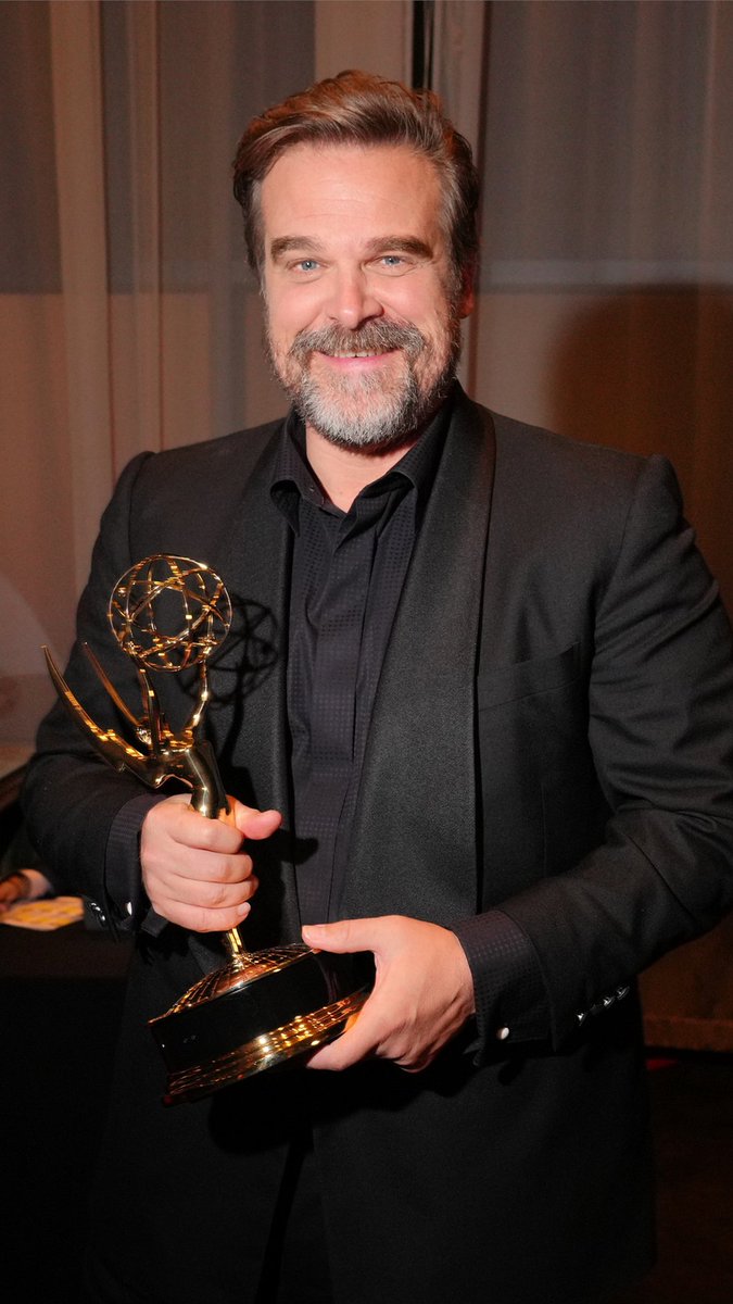 David Harbour accepts the Emmy for Outstanding Supporting Actor in a Limited or Anthology Series or Movie at the first weekend of the 78th Emmys โจ Tune in to the 78th Emmys LIVE September 14 on NBC and Peacock, hosted by Mariska Hargitay ๐บ #DavidHarbour #EmmyAwards #78thEmmys #emmys