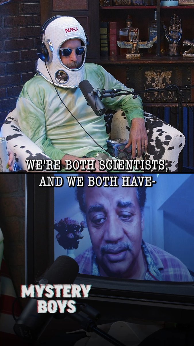 .Duncan Trussell (scientist) must play with his thinking stick while discussing science. 🧪 The one and only Neil deGrasse Tyson joins us on tonights Mystery Boys premiering at 8pm CT!