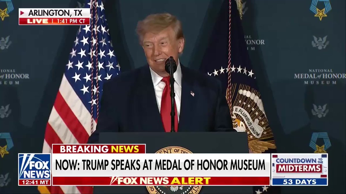 NEW: President Trump jokes about wanting the Congressional Medal of Honor for himself during a speech at the National Medal of Honor Museum in Arlington, Texas. "One thing in the world of politics, you can't be sarcastic. You can't have any fun. You can't do anything that you think is cute because it- tonight, the story will be that Donald Trump wants a Congressional Medal of Honor for himself." "I'm only kidding... Actually, I'm not kidding, I would like that."