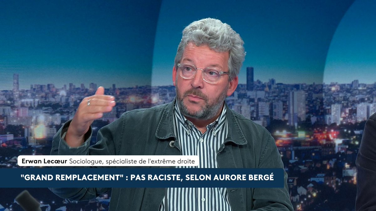 🔴 🗣️ "Grand remplacement" : pas raciste selon Aurore Bergé. "L'erreur de la ministre [...] est d'utiliser des outils de communication à courte vue, en prenant le risque d'affaiblir le pacte social", estime le sociologue Erwan Lecœur. Loïc de La Mornais #SurLeTerrain #canal16