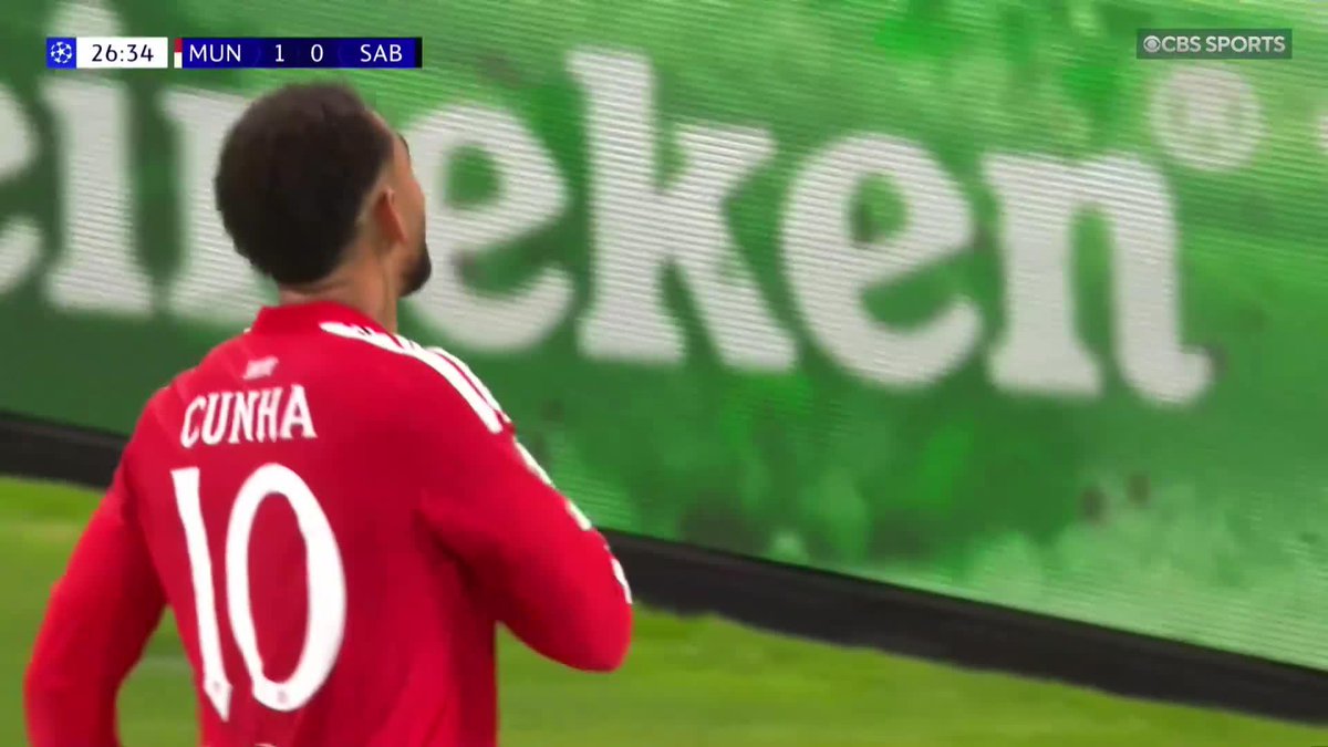 Matheus Cunha scores his first #UCL goal 🔓 Don't miss the #UCL on Paramount+ 🍿