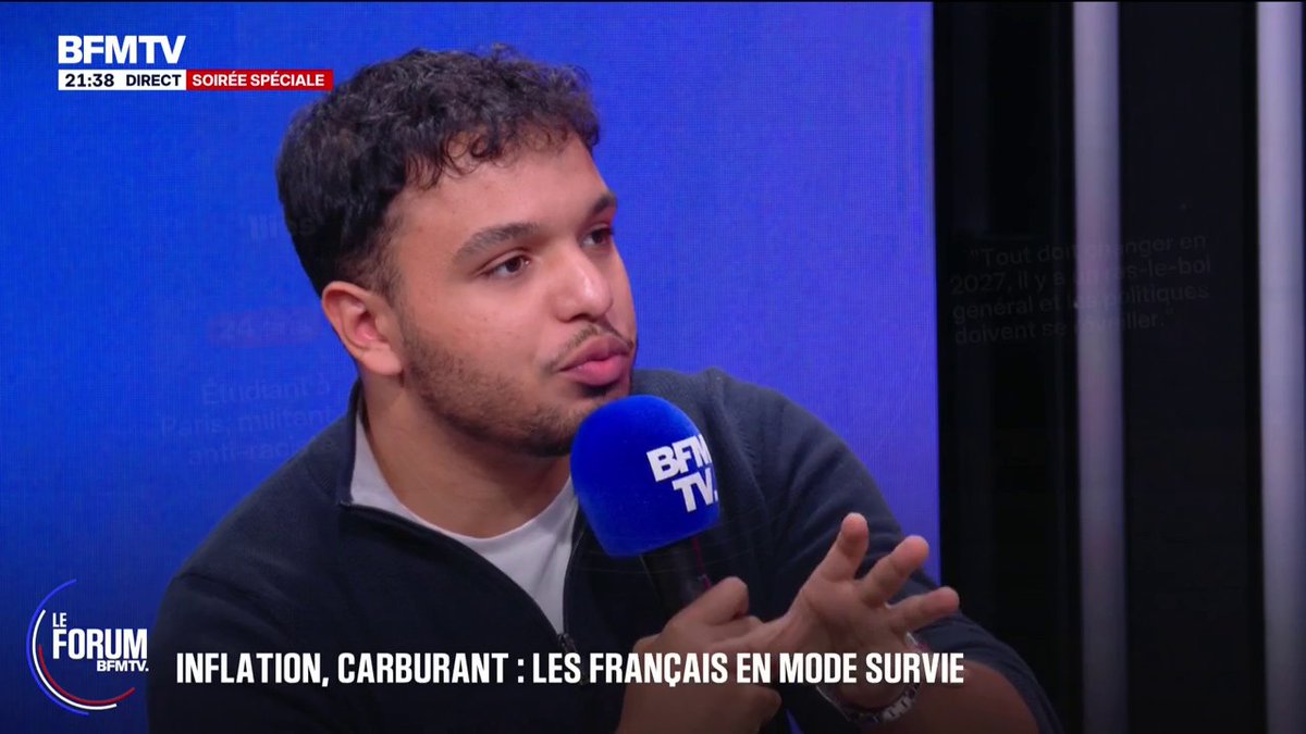 Vie chère: "J'en ai marre d'entendre les politiques répéter toujours la même chose", dénonce Iliès, étudiant et militant anti-raciste #ForumBFMTV