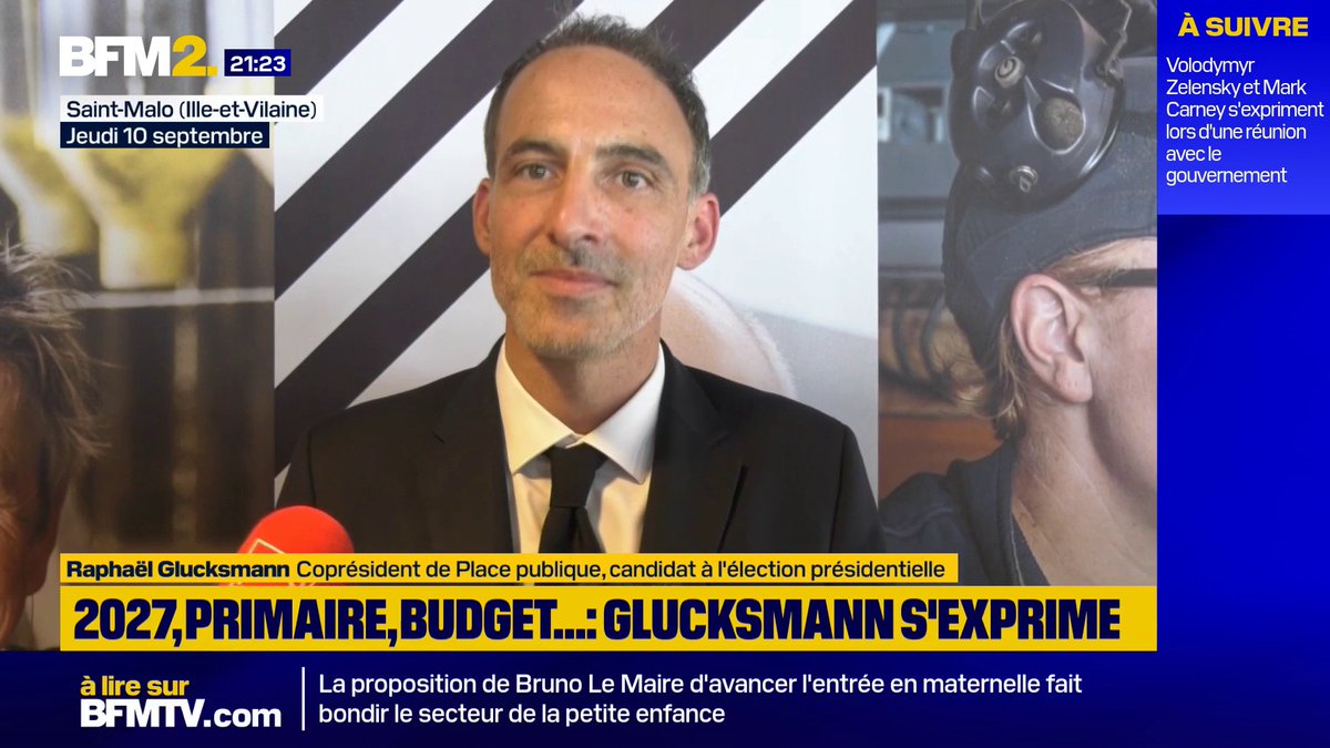 François Ruffin à la primaire de la gauche ? Raphaël Glucksmann assure "n'avoir peur d'aucune confrontation politique" #BFM2