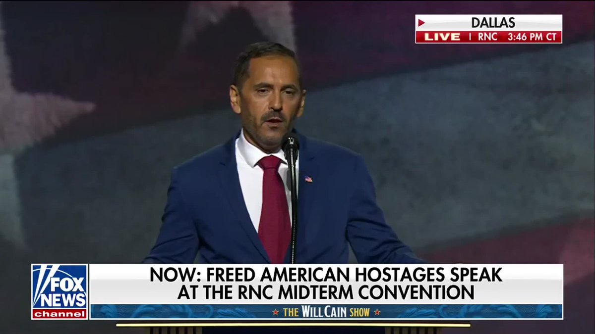 "When we learned President Trump had won the election, we believed he was our path home. He gave us hope." Freed American hostages take the stage at the RNC Midterm Convention in Dallas, thanking President Trump for his efforts to secure their releases.
