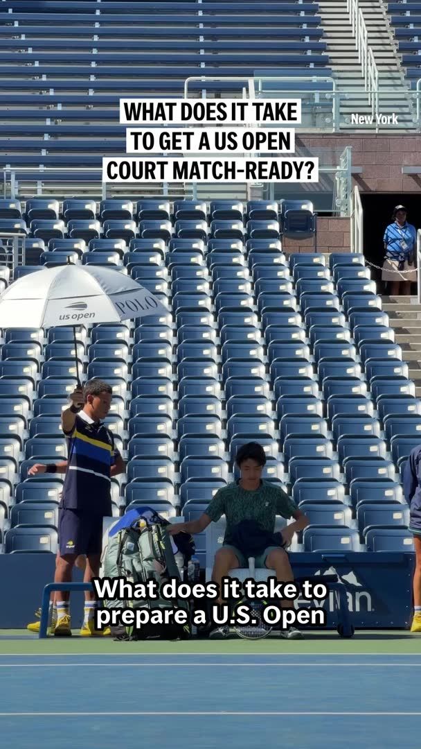 What does it take to get a US Open court ready for match day? From hauling ice and stocking water to keeping the courts dry and making sure players have everything they need, court attendants are working behind the scenes from early morning through the matches.