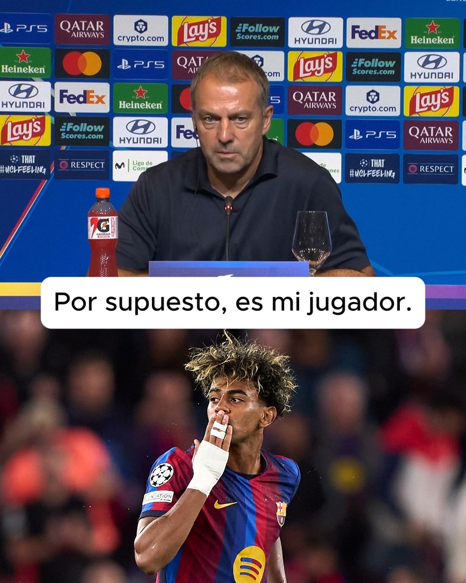 Hansi Flick muestra todo su apoyo a Lamine Yamal para ganar el Balón de Oro. 🔝
