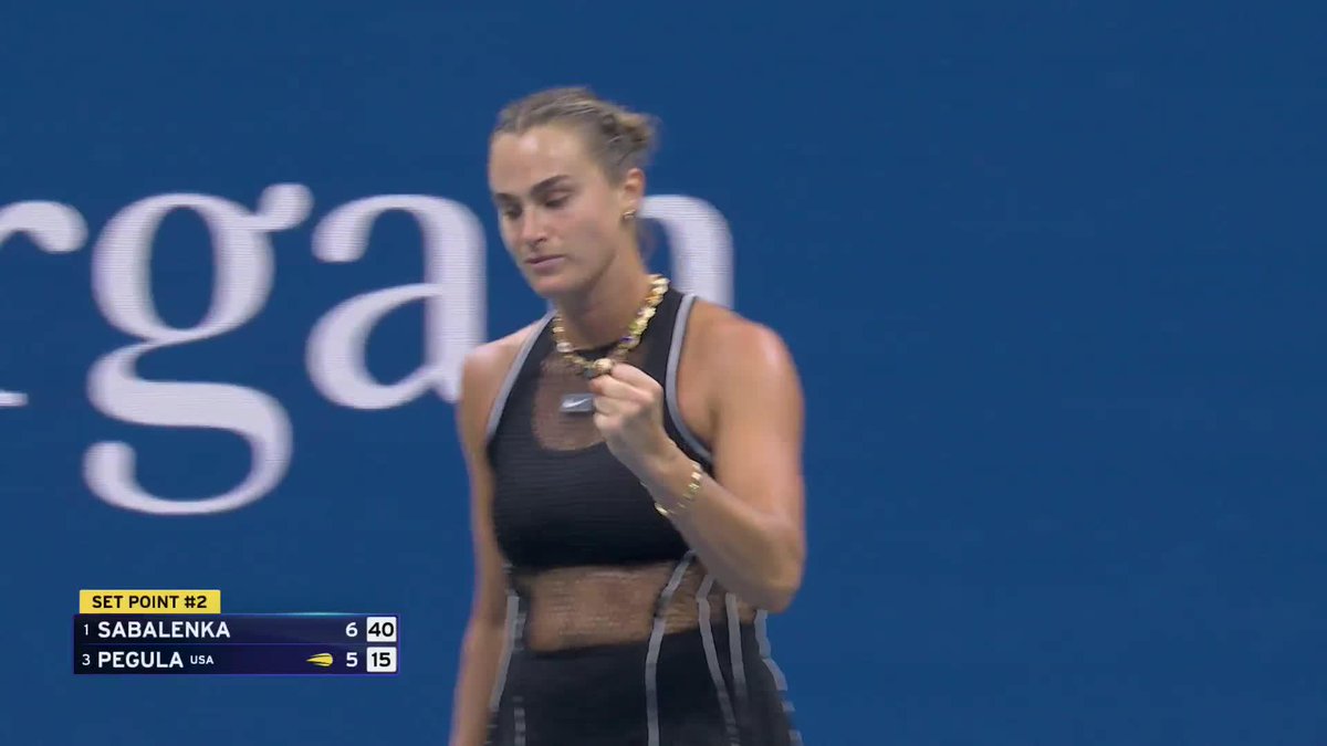 Aryna Sabalenka breaks to take the opening set 7-5! She’s one set away from a fourth straight US Open final.