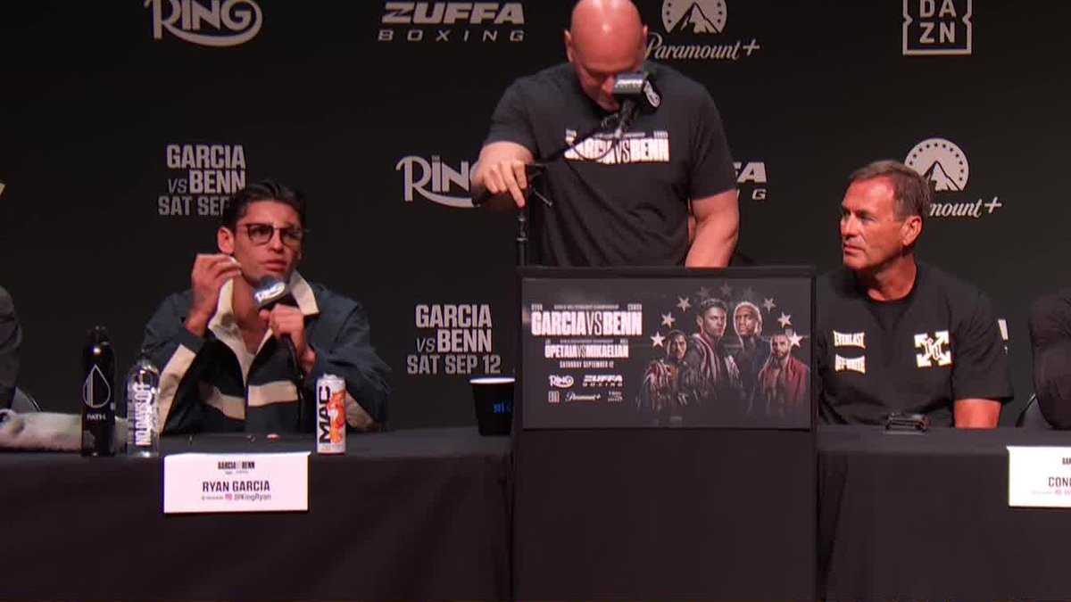 Ryan is eating eggs at today's presser 😆 🎟️ Buy #GarciaBenn at | Sept 12 | Live Exclusively on DAZN in UK &amp; Ireland, plus other select territories | Ring Magazine ▪️