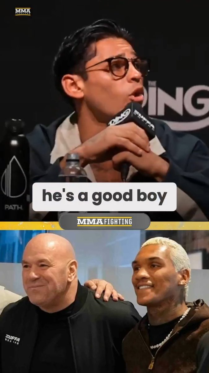 Ryan Garcia responds to Dana WHite saying Conor Benn is the "most professional" fighter he's dealt with: "He's a good boy. He does whatever he's told." #GarciaBenn