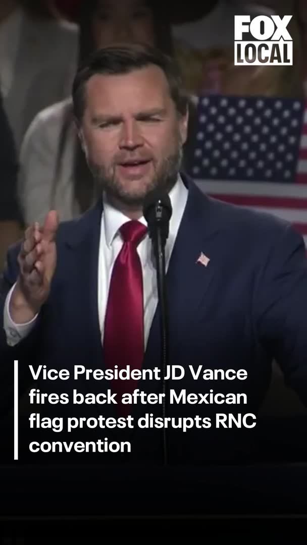 Vice President JD Vance responded to a protester waving a Mexican flag during the convention, saying, “If you love Mexico so much, get your ass over there. I’ll buy you the plane ticket.”