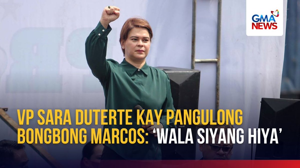 'WALANG UTANG NA LOOB' Tinawag ni Vice President Sara Duterte na walang utang na loob si Pangulong Bongbong Marcos sa mga Pilipinong naghalal sa kaniya. "Wala siyang hiya," aniya. "Hindi ko magawang tumahimik na lang dahil nakikita ko kayong lumalangoy sa baha," dagdag niya. PANOORIN ANG LIVESTREAM: