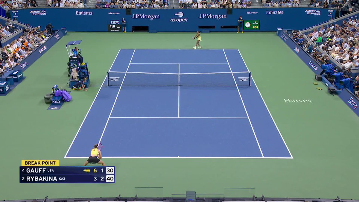 Looking at a third set? Elena Rybakina picks up a break mid-way through the second set.