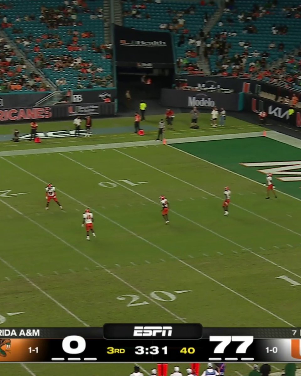 With Miami leading Florida A&M 77-0 in the third, the coaches agreed to shorten the 4th quarter to 10 minutes.