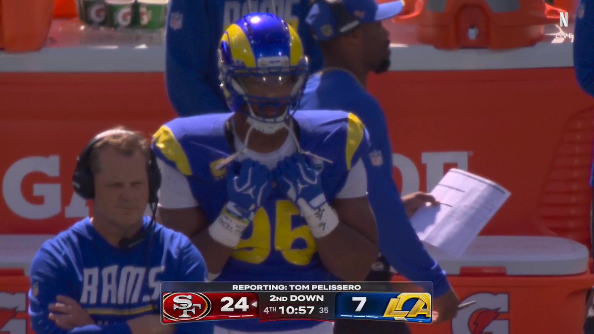"Every time he leaves the field, he really seems gassed." NFL Netflix Gameday insider Tom Pelissero reporting on Myles Garrett from the sideline in Melbourne. 49ers vs. Rams is LIVE now on Netflix!