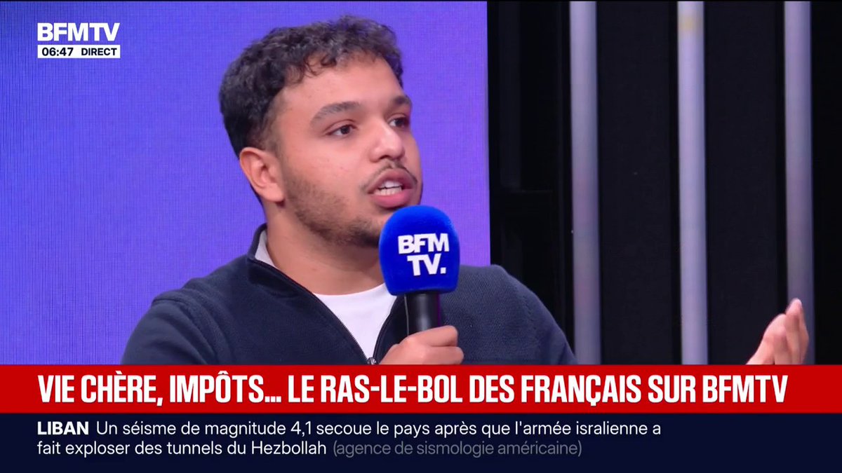 Vie chère, impôts: "Dire ‘moi j'en ai marre d'être taxé, j'en ai marre des impôts’, c'est aussi nous priver à nous d'une vie décente", déclarait lors du Forum BFMTV d'hier soir Iliès, étudiant et militant anti-raciste