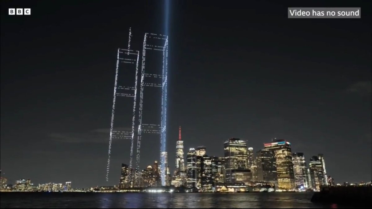 25 years on, London stands with New York, with love and solidarity. Drone artwork by Studio Drift.