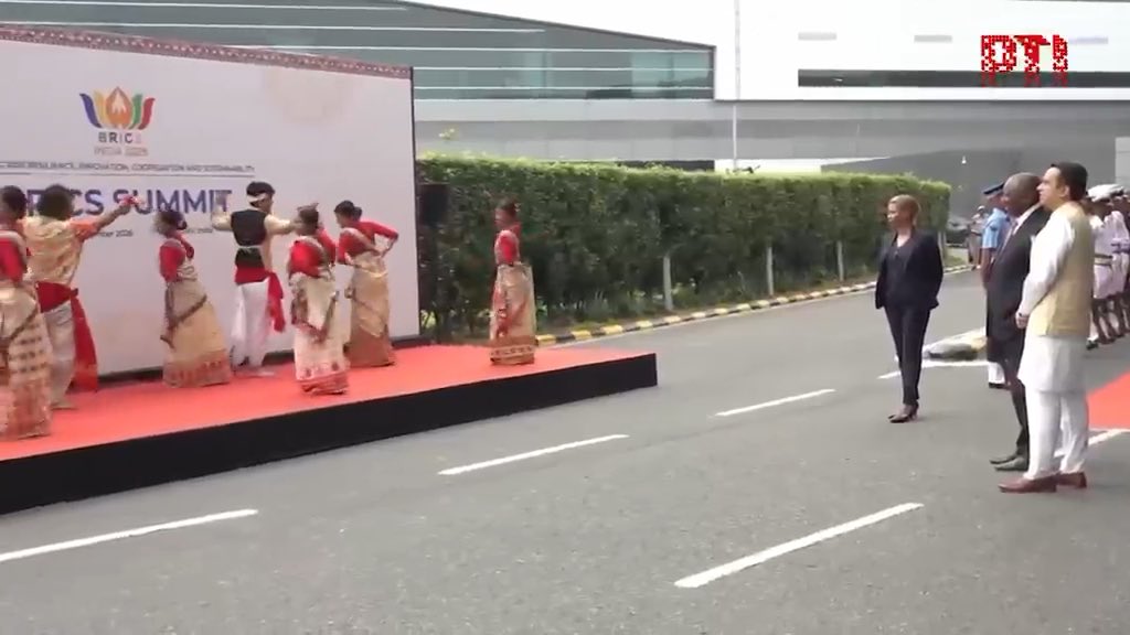 Assam's grandeur on the global stage! Bihu to welcome South African President H.E. Cyril Ramaphosa at Delhi airport as he arrives for the BRICS Summit. #BRICS2026