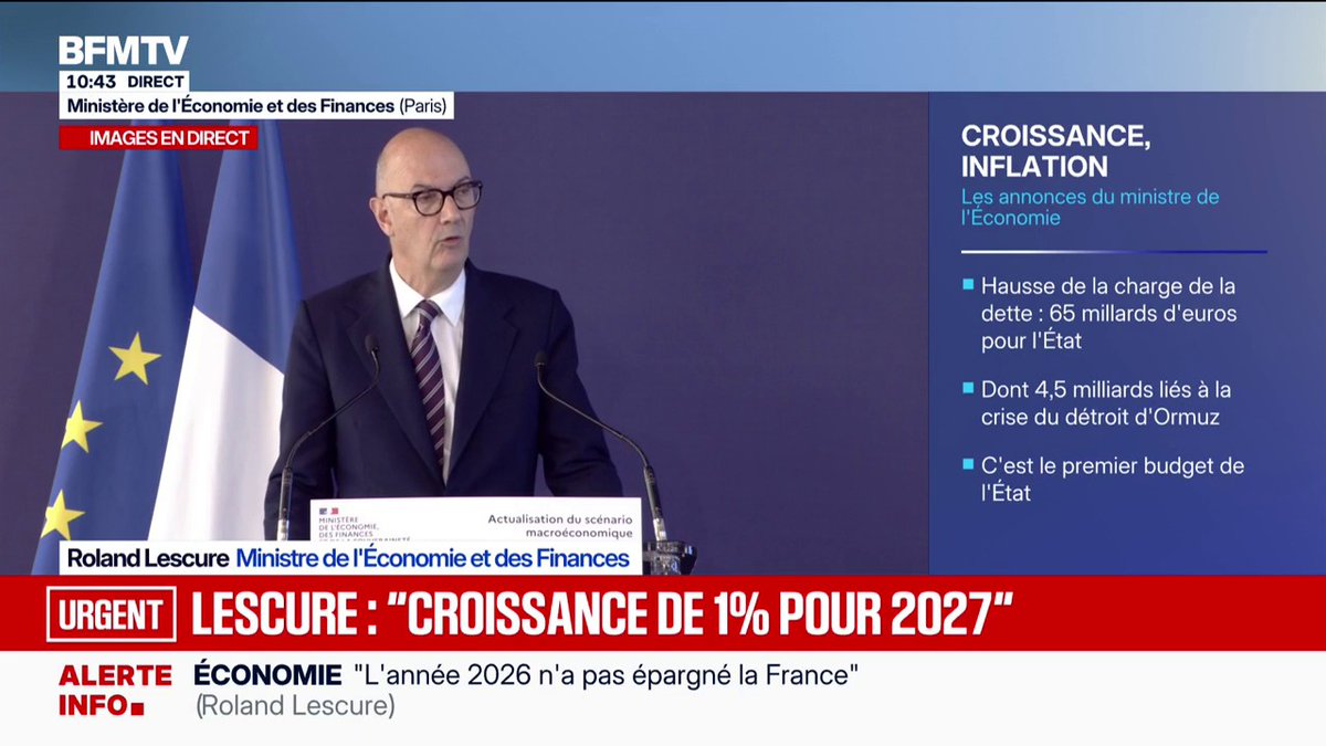 Roland Lescure, ministre de l'Économie et des Finances, annonce "une inflation de 2,1% en 2026, avec un pic d'ici la fin de l'année autour de 3%"