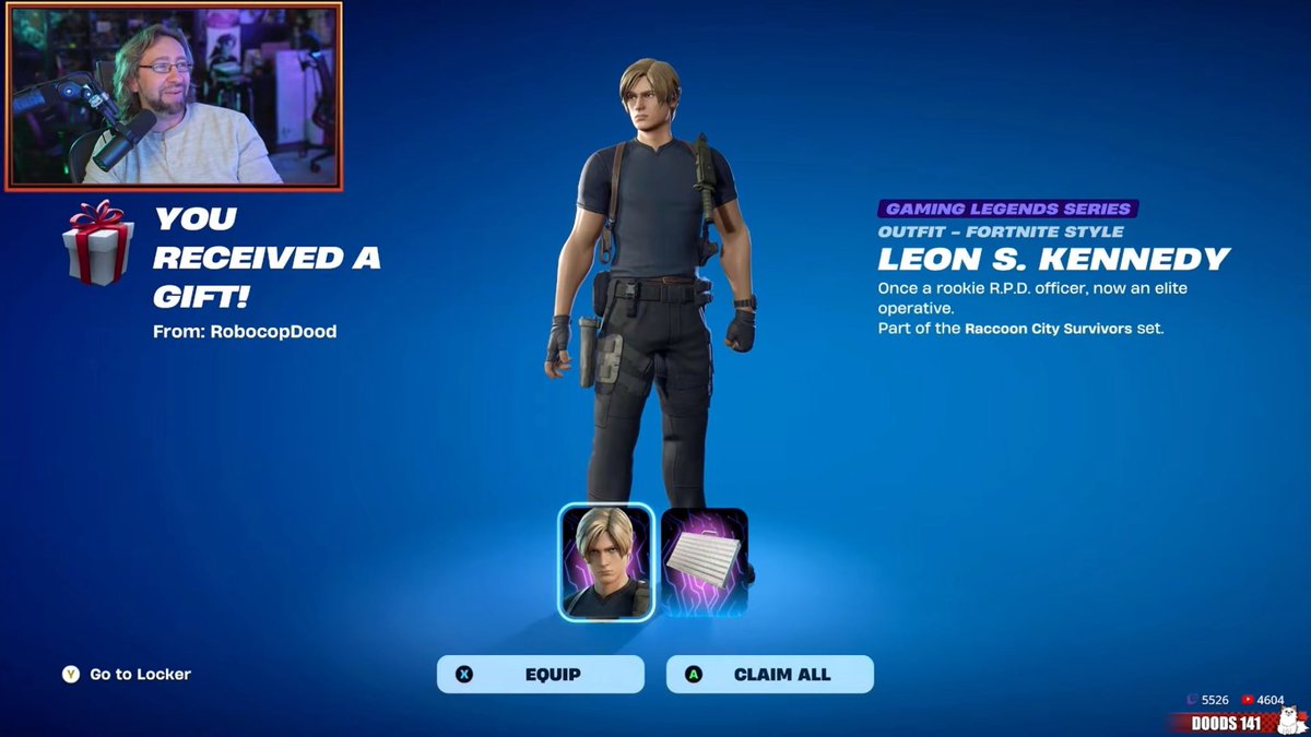 Who else can POSSIBLY say they received Fortnite Leon Kennedy in 2026😭✌️ (via Maximilian Dood)