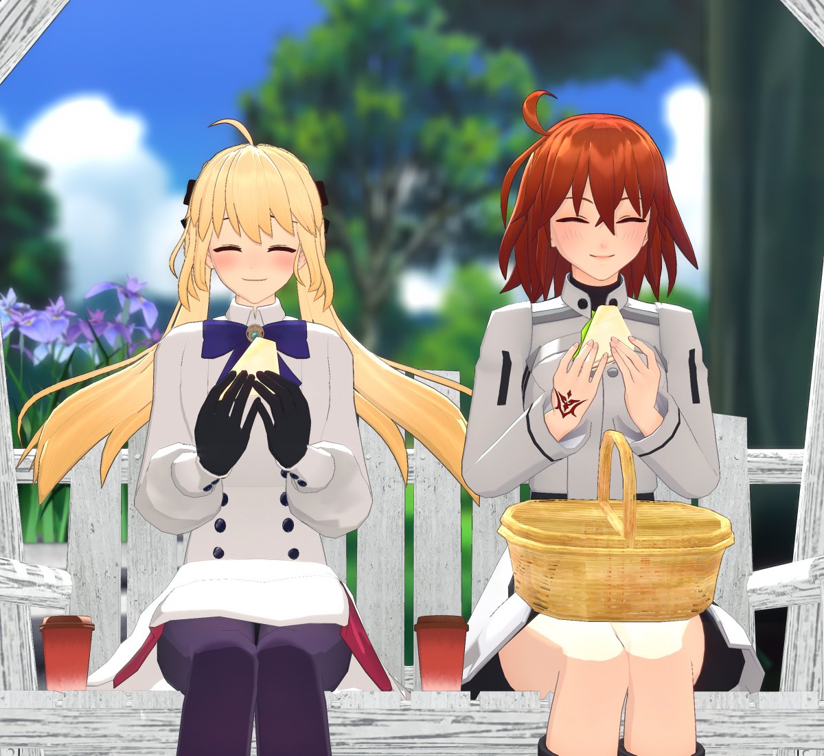 周回休憩中のぐだ＆キャストリア 🥪はきっとエミヤママ特製