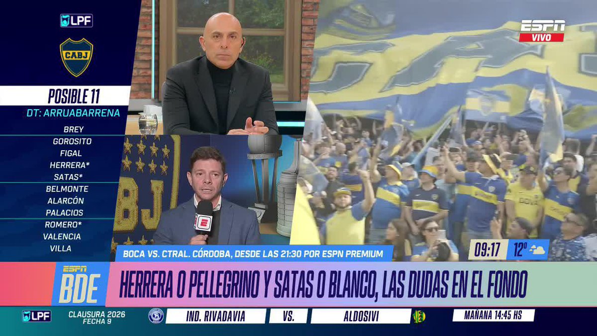 ¿HAY EQUIPO? El probable 11 de Boca de cara al duelo de esta noche frente a Central Córdoba. ▶️ Mirá #BuenDíaESPN en el Plan Premium de #DisneyPlus