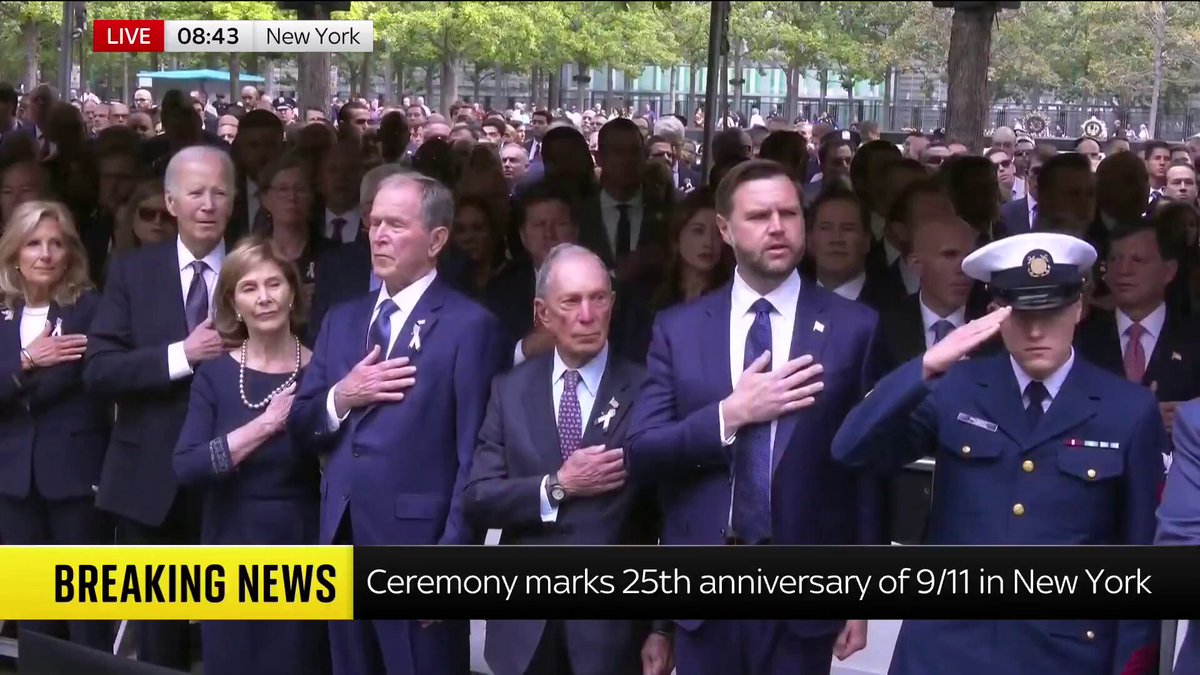 Former Presidents Obama, Biden, and Bush gathered in New York for the 9/11 remembrance ceremony, marking 25 years since the attacks.