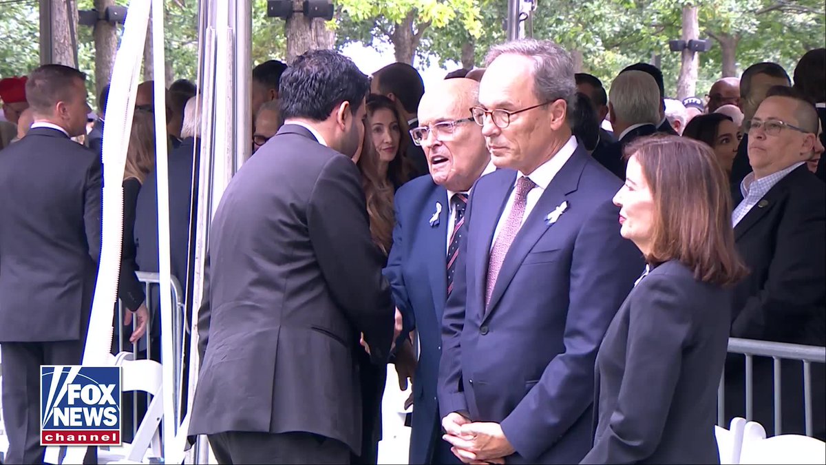 New York City Mayor Zohran Mamdani was seen shaking hands with former Mayor Rudy Giuliani, who led the city during the 9/11 attacks, at the 25th anniversary remembrance ceremony.