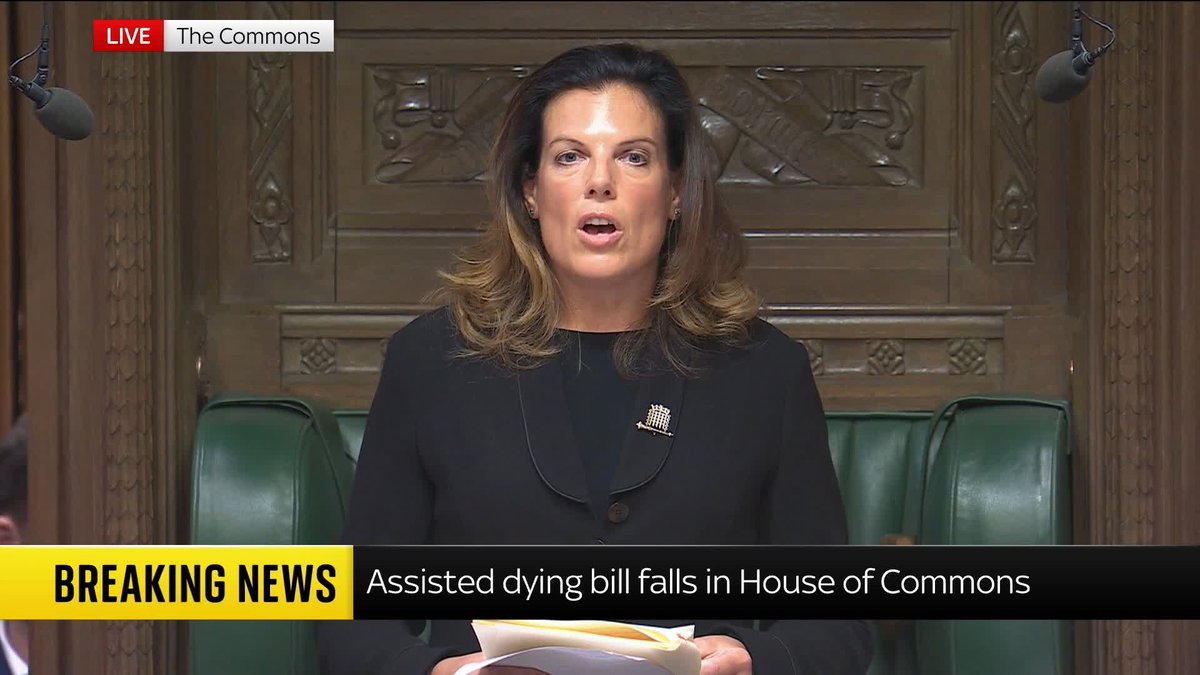 BREAKING: Assisted dying bill for England and Wales rejected by MPs. MPs voted 286 against the bill and 270 in favour. 📺 Sky 501, Virgin 602, Freeview 233 and YouTube