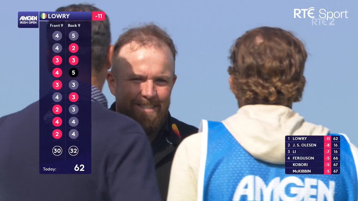 🚨COURSE RECORD🚨 It's a sizzling 62 for Shane Lowry, who has taken this #AmgenIrishOpen by the scruff of the neck! 📺 🖥️ Watch live on RTÉ2 and RTÉ Player #RTESport