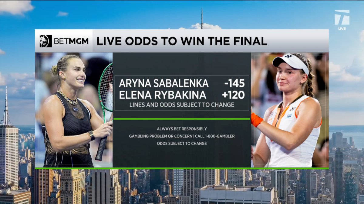 Another Sabalenka vs Rybakina slam final is set 🔥 Aryna is the betting odds favorite 👀🏆 #USOpen