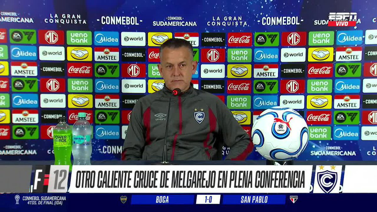 OTRO CALIENTE CRUCE DE MELGAREJO El DT de Cienciano volviรณ a ser noticia con sus conferencias de prensa. โถ๏ธ Mirรก #ESPNF12 en el Plan Premium de #DisneyPlus