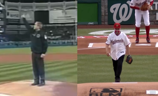 These two first pitches perfectly symbolize the difference in American crisis response, 20 years apart.