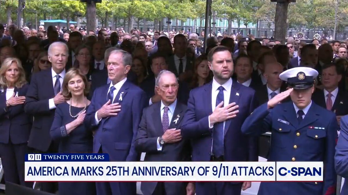 Former Presidents Biden, Obama, Bush and Clinton along with the former first ladies and Vice President JD Vance at New York City 9/11 ceremony