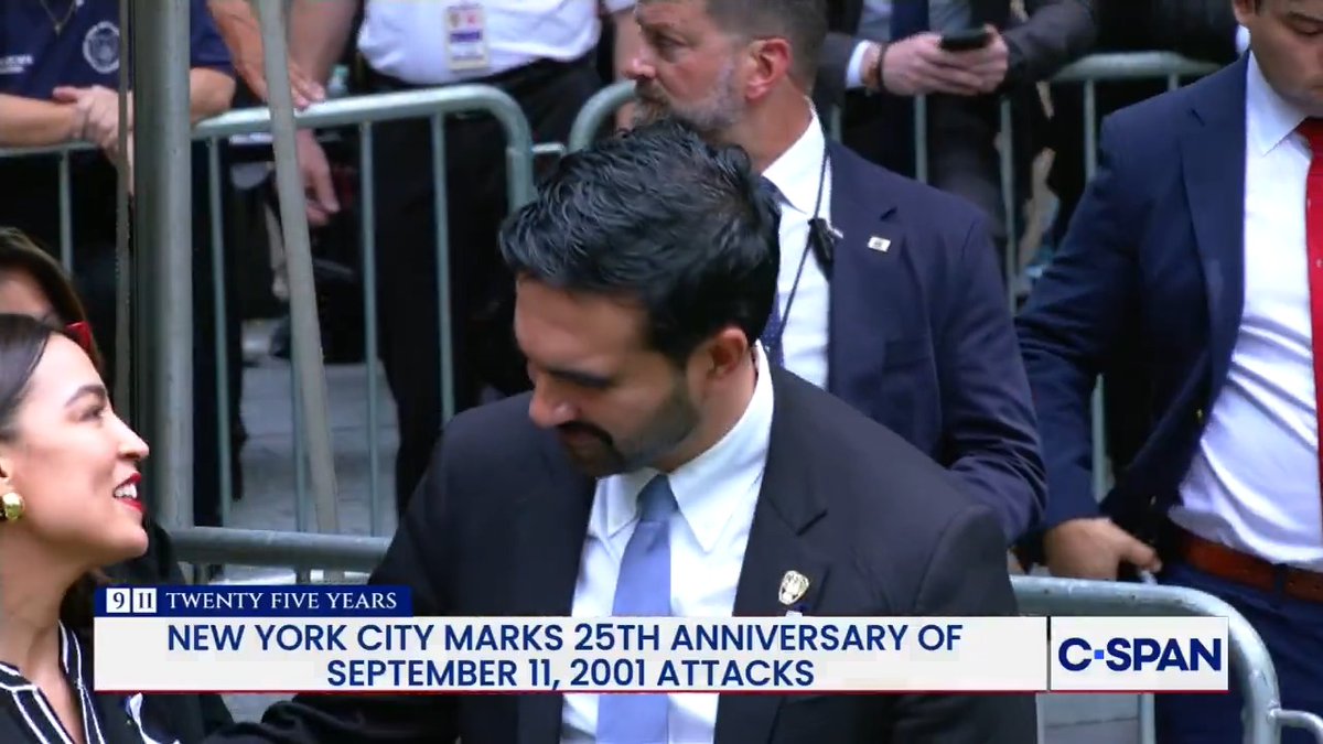 Mayor Zohran Mamdani and Rep. Alexandria Ocasio-Cortez (D-NY) at New York City September 11th 25th Anniversary Commemoration Ceremony