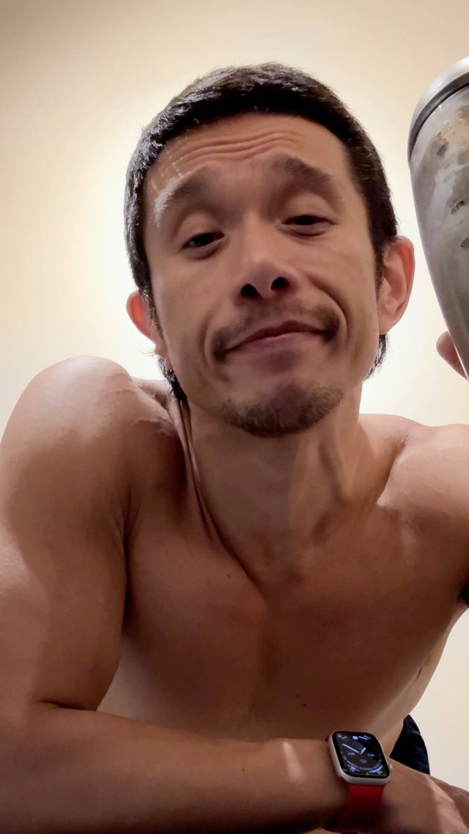 Daddy loves his protein post workout.