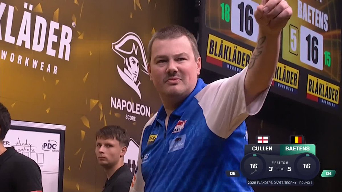 BAETENS SINKS CULLEN! 🇧🇪 Belgian delight in Antwerp! Andy Baetens produces an average just shy of 103, defeating Joe Cullen 6-3 to advance on home soil - which puts The Rockstar at risk of missing out on the World Grand Prix! 📺 #ET13