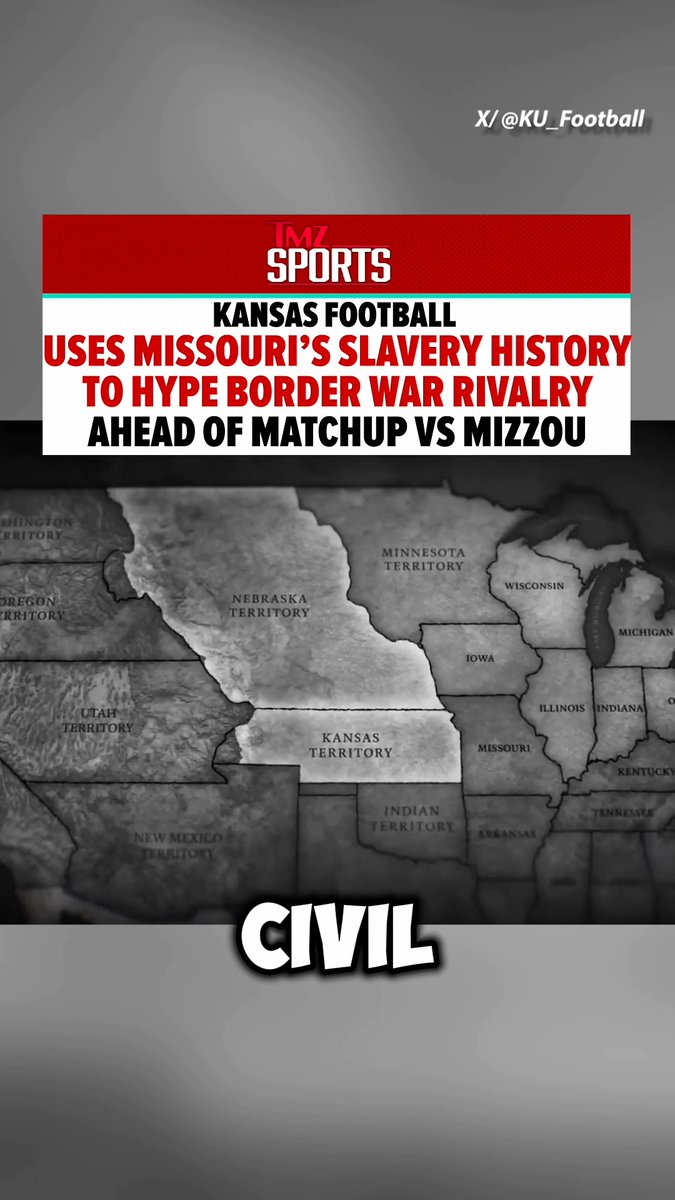 Kansas took the Border War VERY literally 😳 Ahead of its matchup with Missouri, KU dropped a Civil War-themed hype video highlighting the rivalry’s history — including Missouri’s past as a slave state.